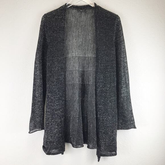 Eileen Fisher Sweaters - Eileen Fisher Linen Blend Metallic Open Front Sheer Cardigan Lagenlook Size M